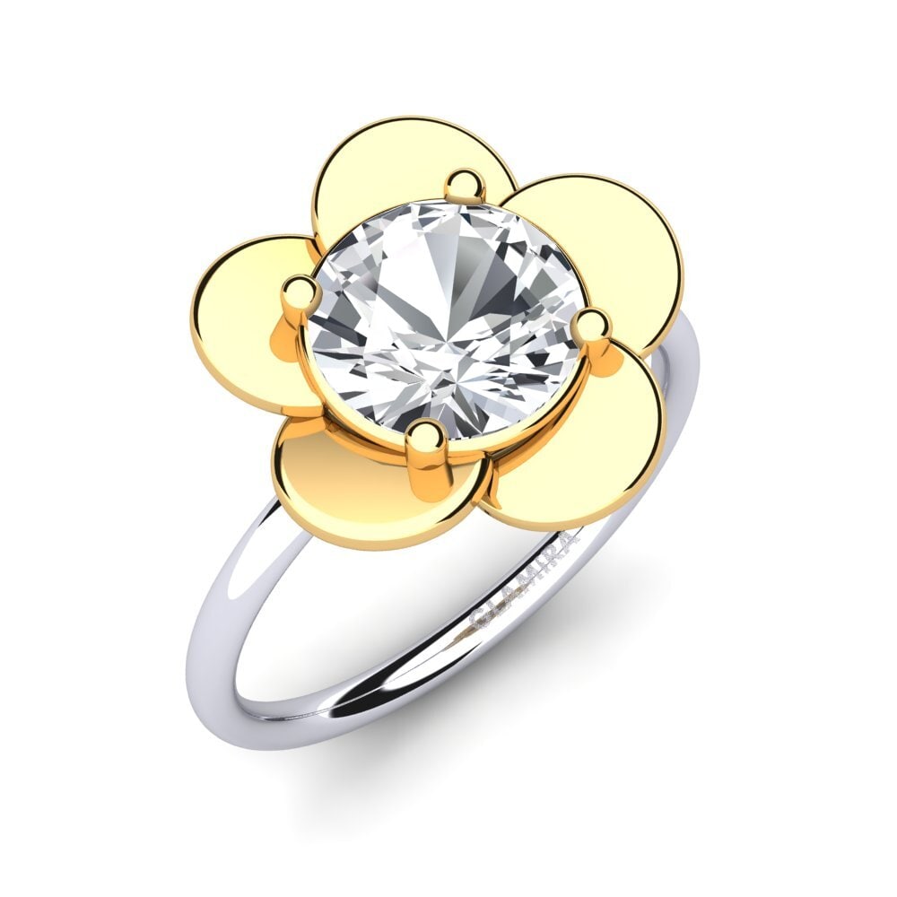 14ct Yellow / White Gold White Zircon Ring Ronnica