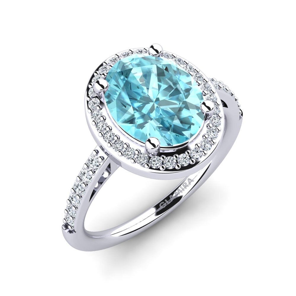 Blue Zircon Engagement Ring Ropelina