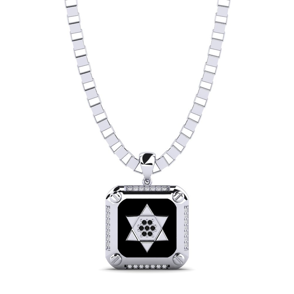 18ct White Gold Black Onyx Men's Pendant Rory