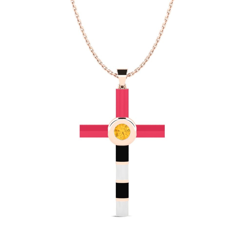 14k Oro Rosa Colgante de Mujer Rosado