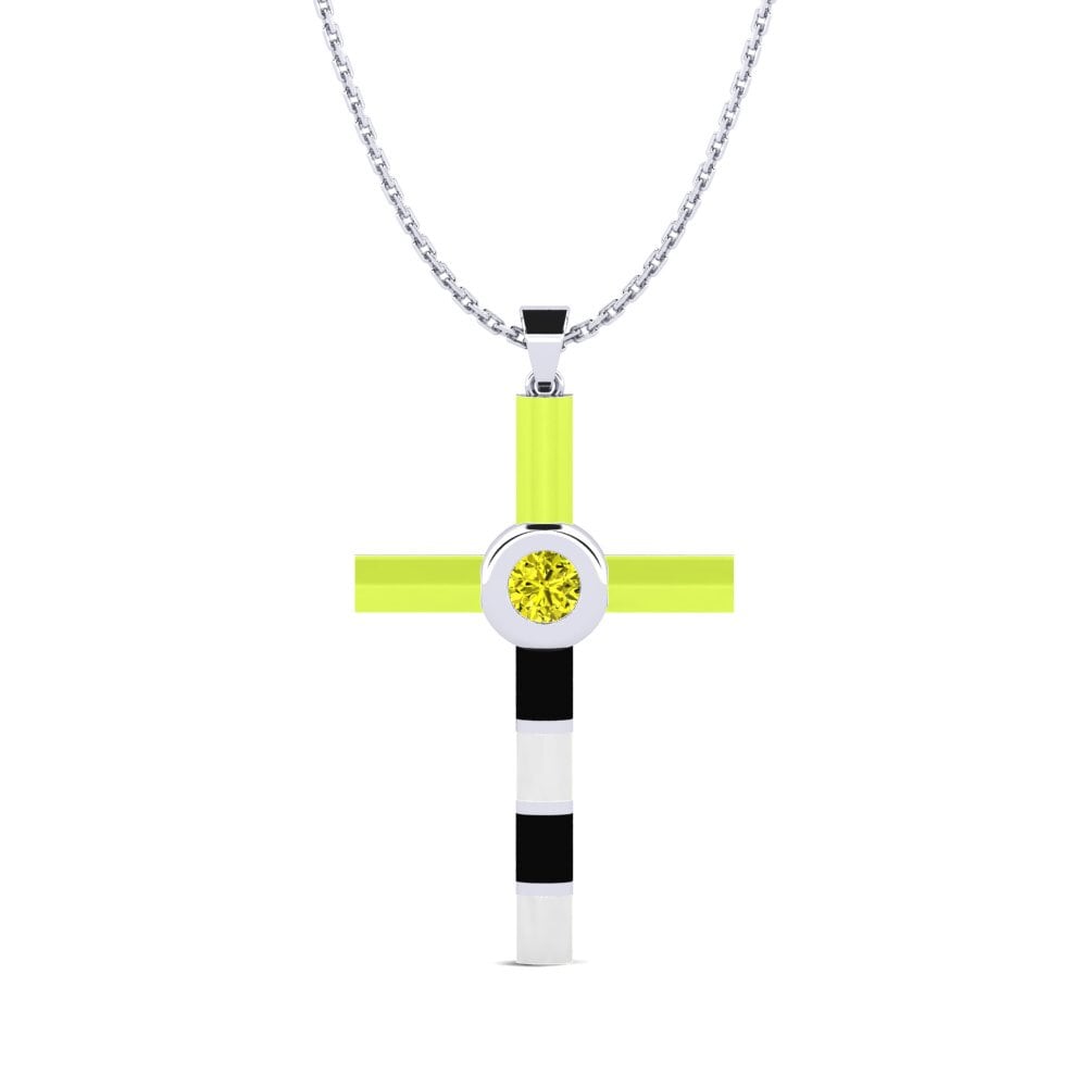 Diamante Amarillo Colgante de Mujer Rosado