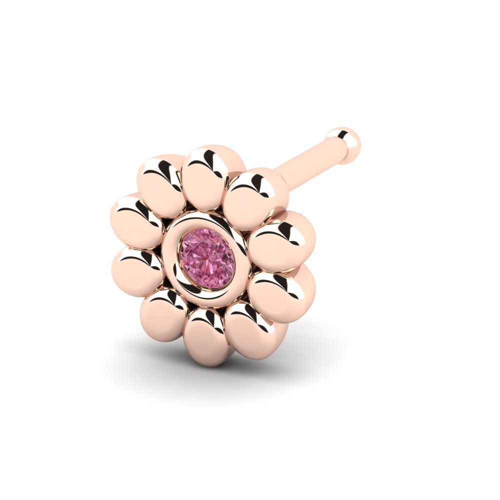 18ct Rose Gold Rhodolite Garnet Nose Pin Rosaela
