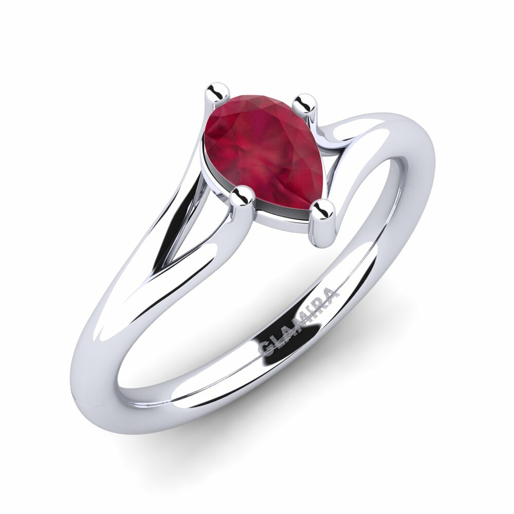 White Silver Engagement Ring Rosalind