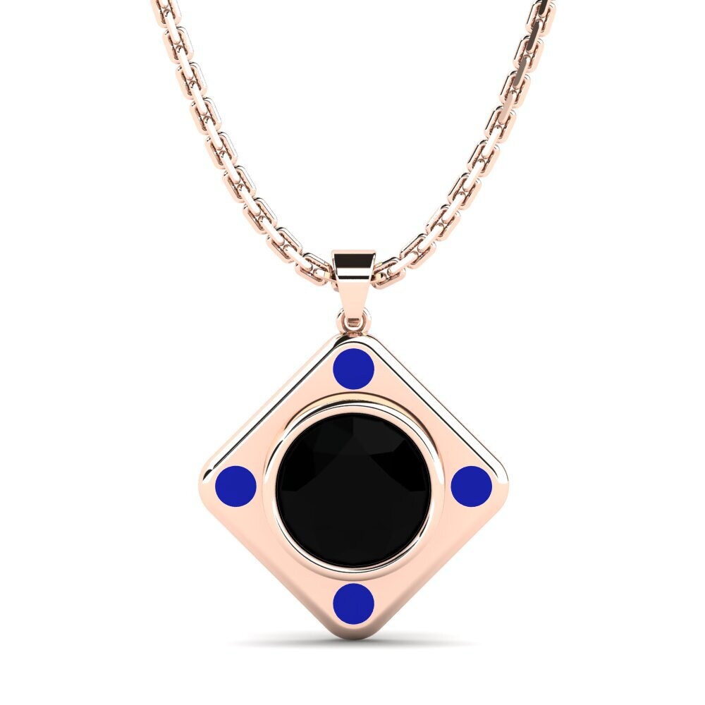 Classic Solitaire Schwarzer Onyx Rotgold 585 Halsketten
