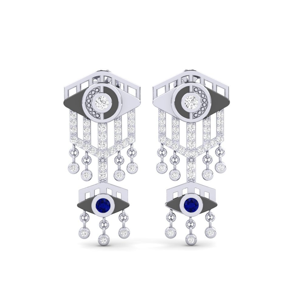 Plata 925 Zafiro Pendiente de mujer Rosebase