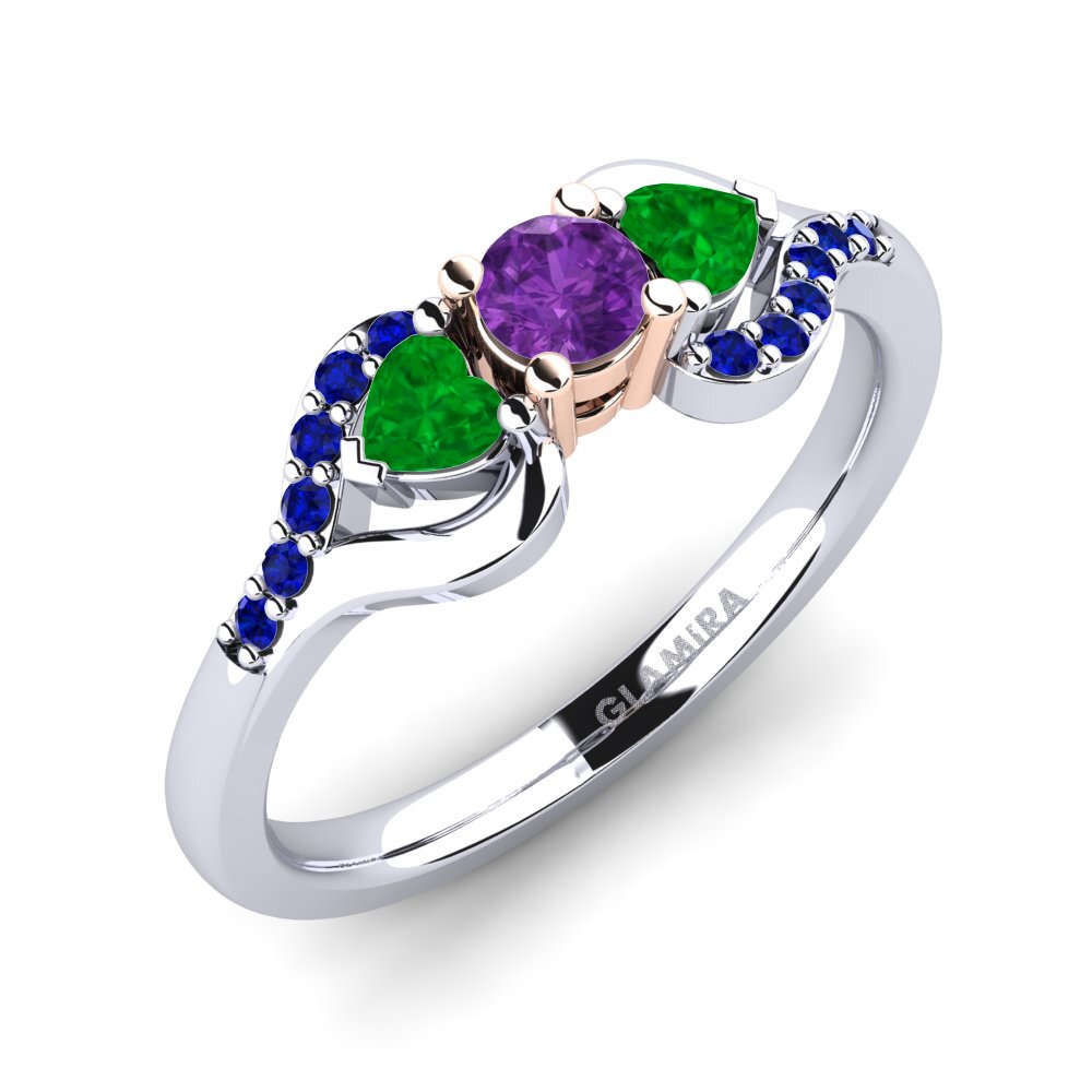 14K Wit & Rood Goud Amethist Verlovingsring Roselina 0.16 crt