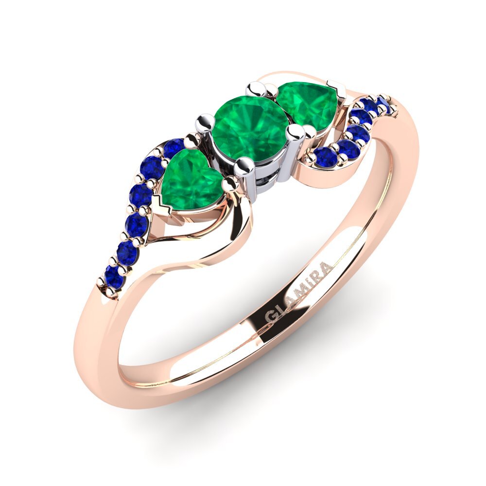 14K Rood & Wit Goud Smaragd Verlovingsring Roselina 0.16 crt