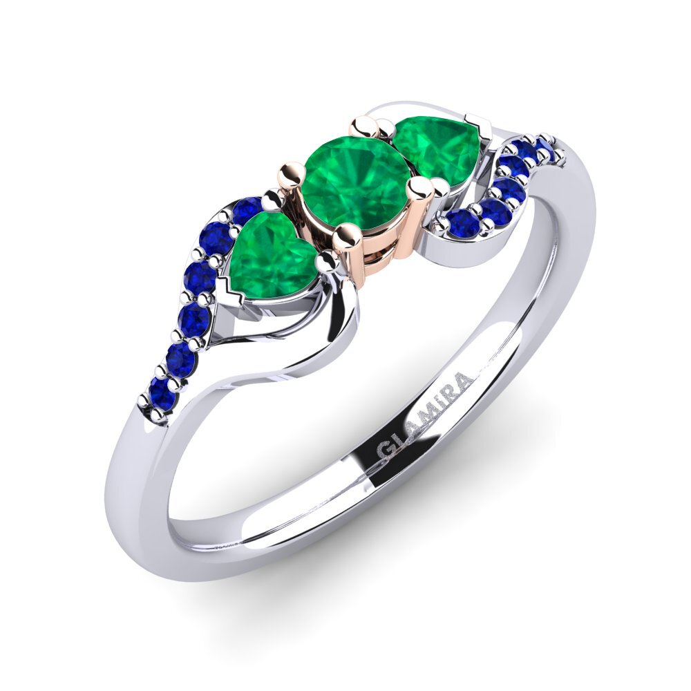 14K Wit & Rood Goud Smaragd Verlovingsring Roselina 0.16 crt
