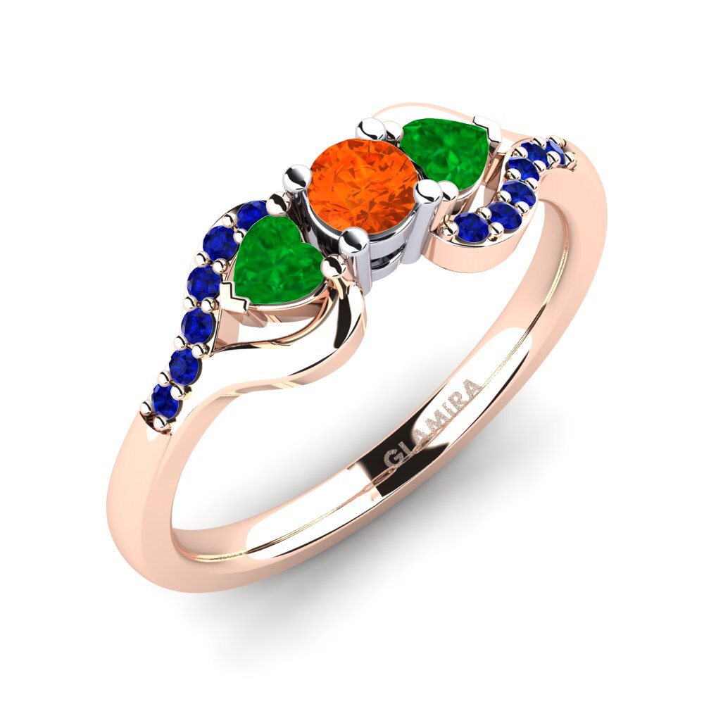 18K Rose & White Gold Fire-Opal Engagement Ring Roselina 0.16 crt