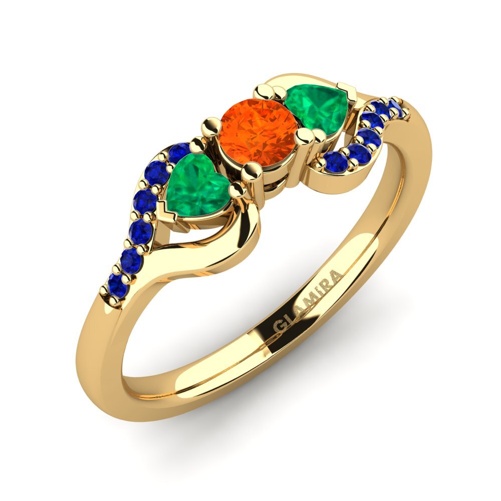 9ct Yellow Gold Fire Opal Engagement Ring Roselina 0.16 crt