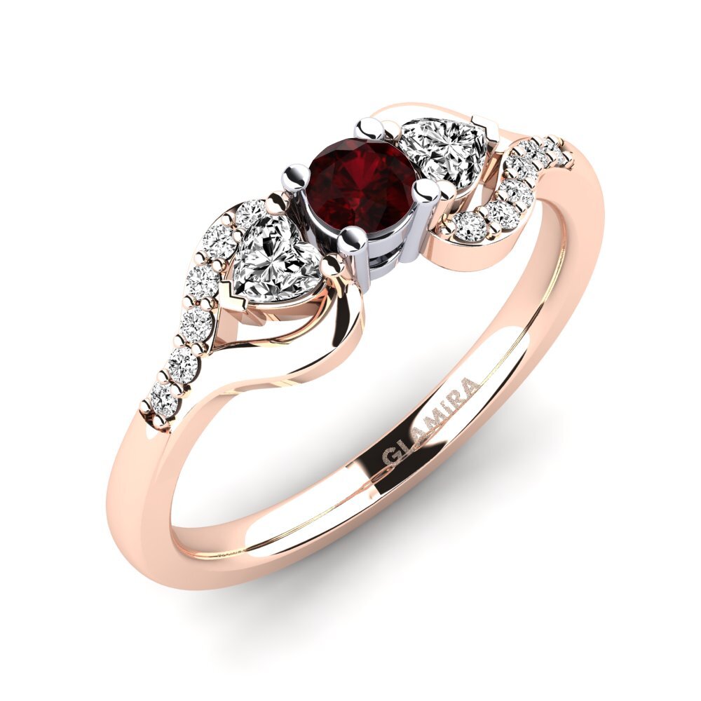 9k Oro Rosa & Blanco Granate Anillo de compromiso Roselina 0.16 crt