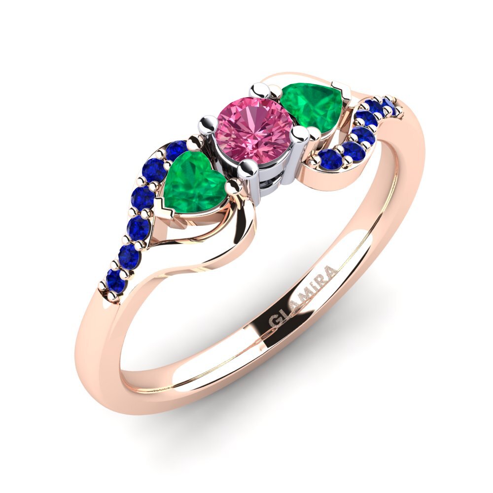 Vermelho & Branco-14K Anel de Noivado Roselina 0.16 crt