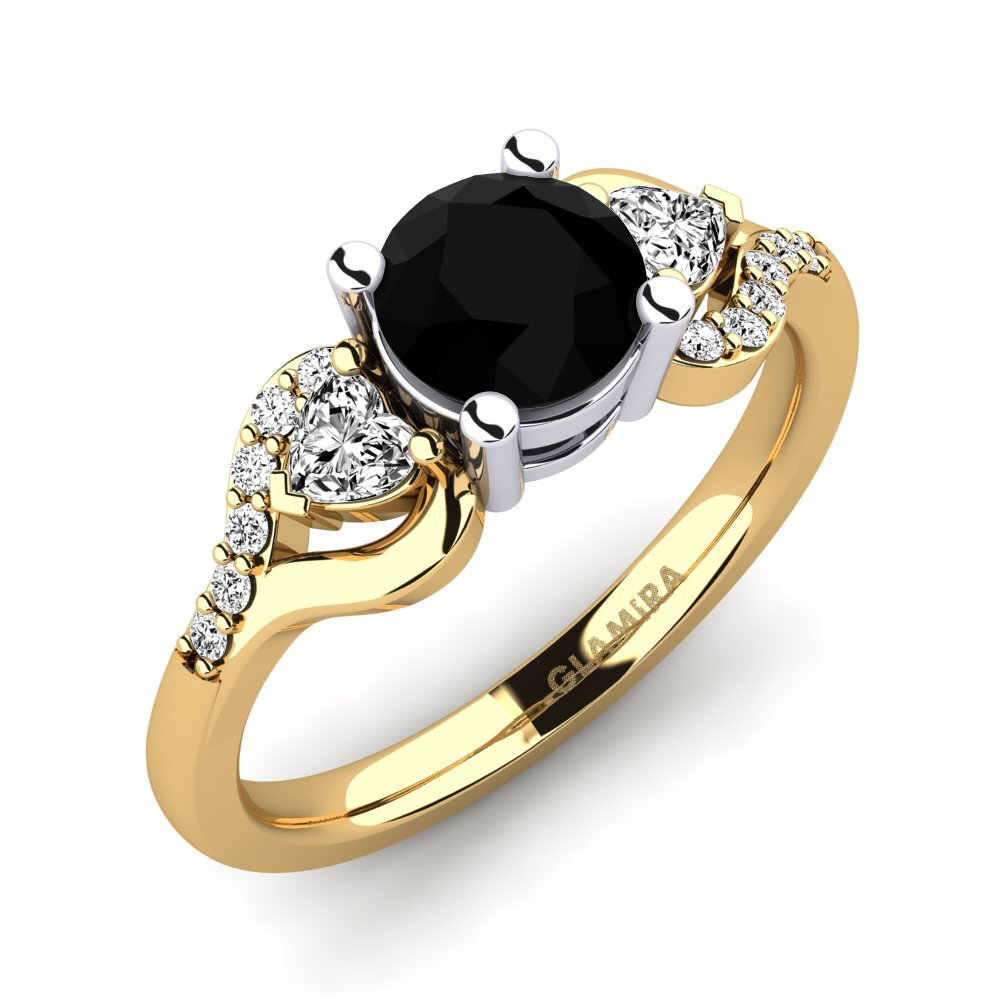 Ónix Negro Anillo de compromiso Roselina 0.8 crt