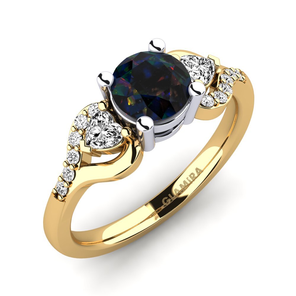 Black Opal Engagement Ring Roselina 0.8 crt