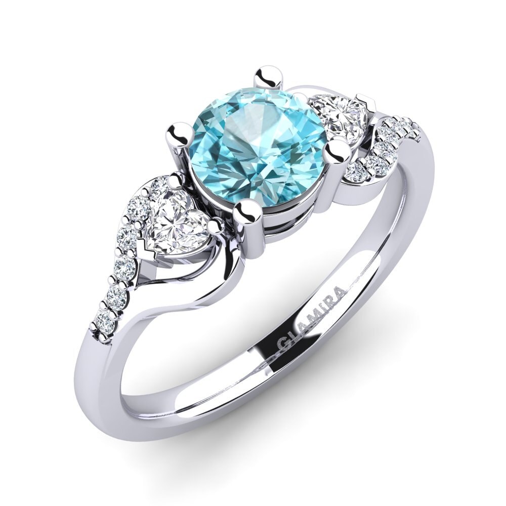 950 Platinum Blue Zircon Engagement Ring Roselina 0.8 crt