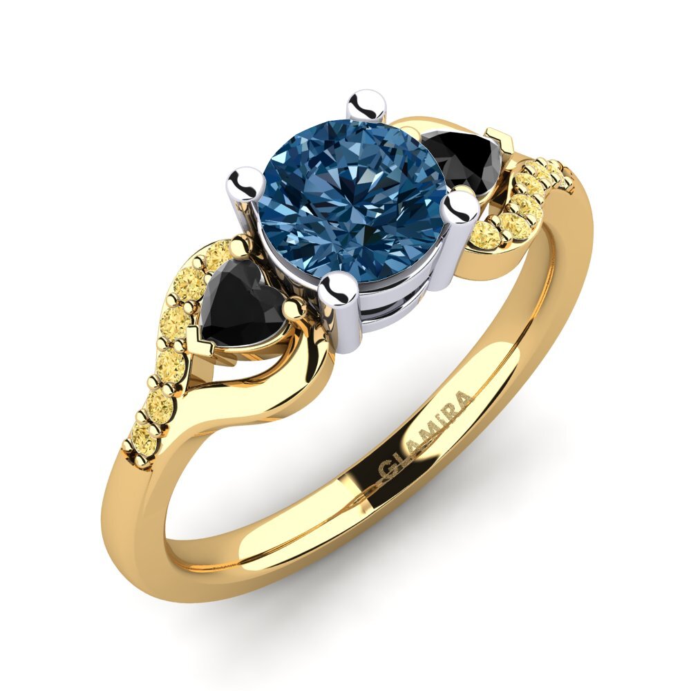 18k Oro Amarillo & Blanco Anillo de compromiso Roselina 0.8 crt