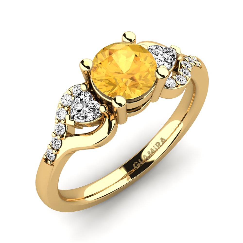 18k Oro Amarillo Citrino Anillo de compromiso Roselina 0.8 crt