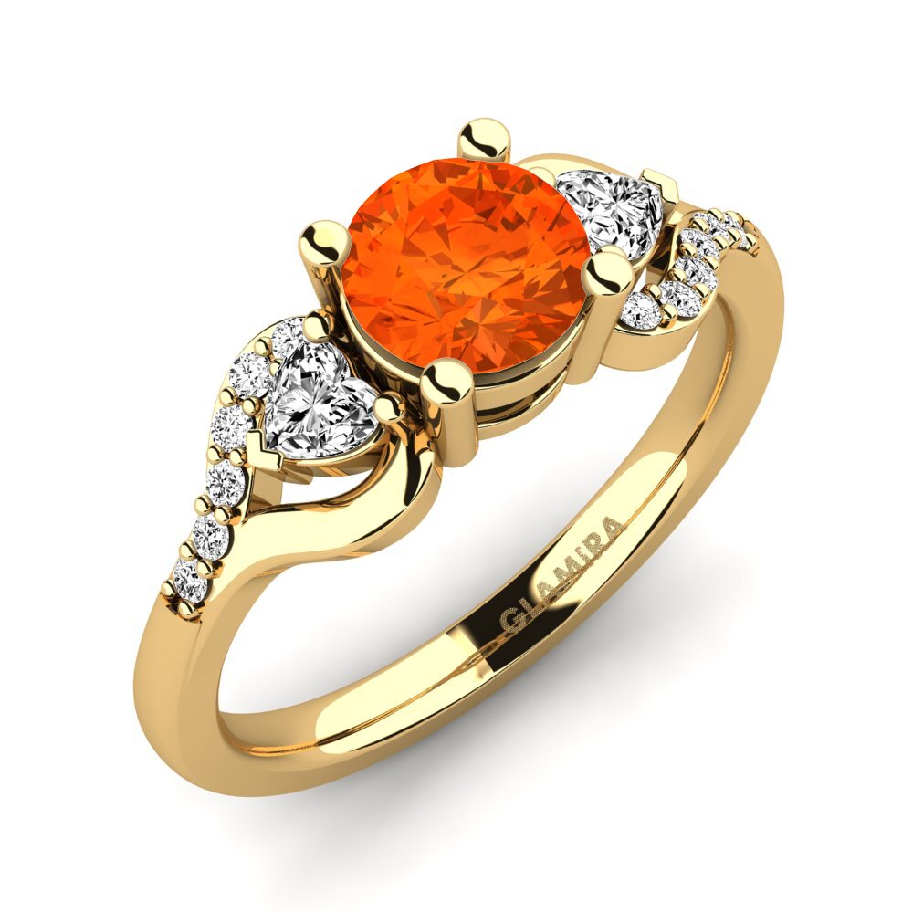 14K Yellow Gold Fire-Opal Engagement Ring Roselina 0.8 crt
