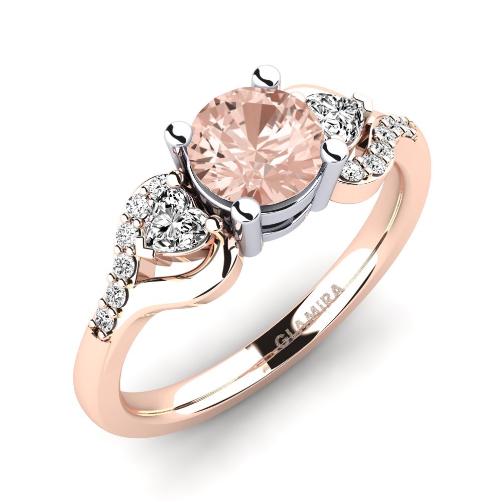 14k Oro Rosa & Blanco Morganita Anillo de compromiso Roselina 0.8 crt