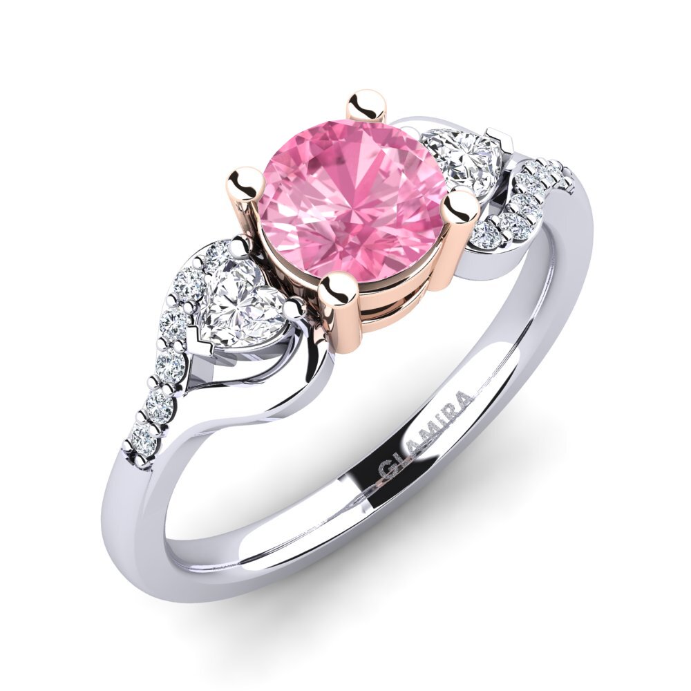 14K Wit & Rood Goud Roze Saffier Verlovingsring Roselina 0.8 crt