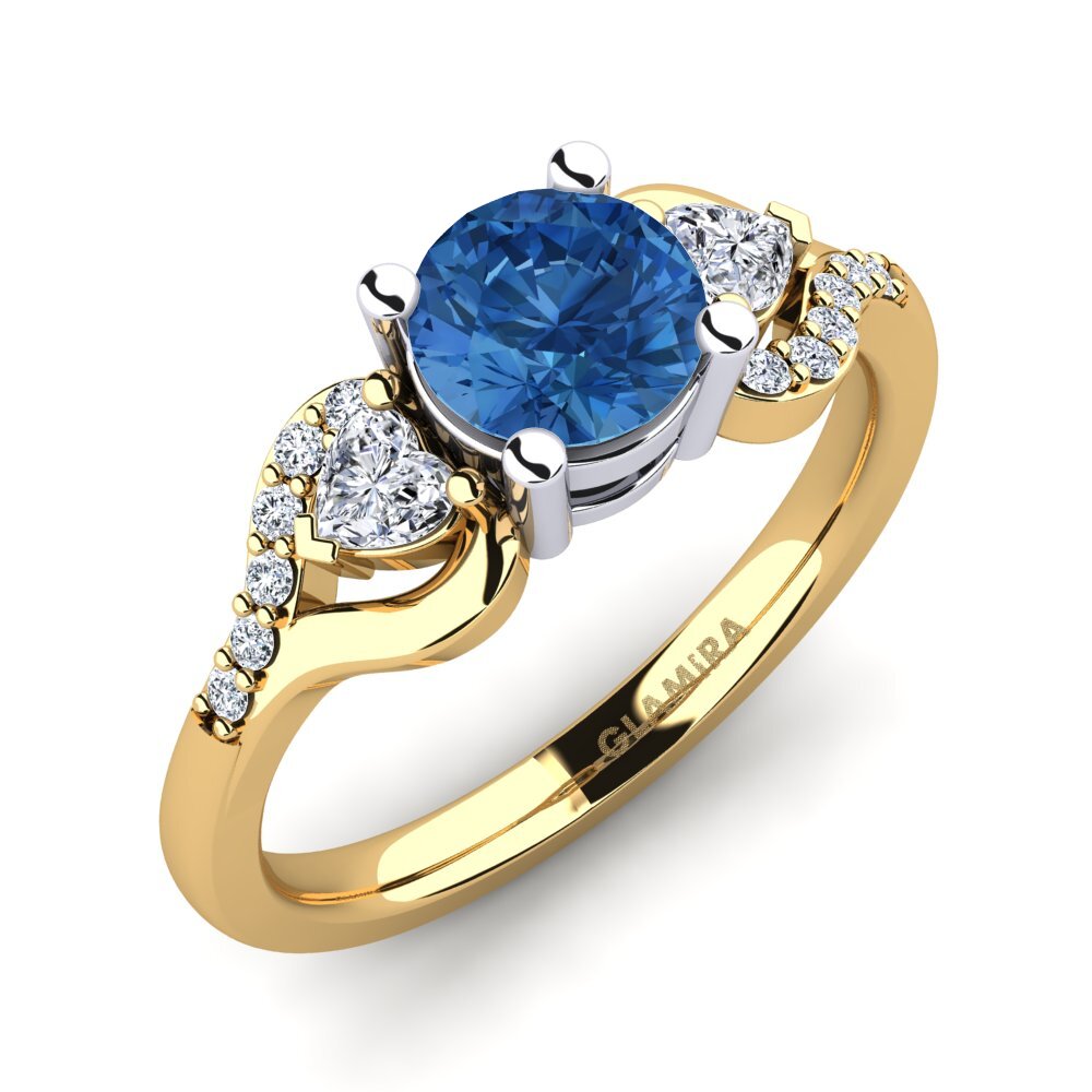Circonita Azul Oscuro Anillo de compromiso Roselina 0.8 crt