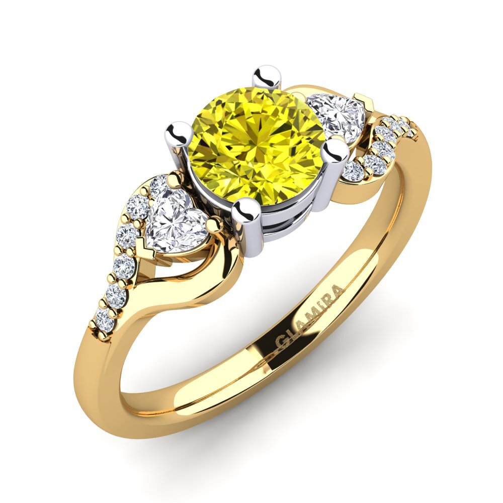 Diamante Amarillo Anillo de compromiso Roselina 0.8 crt