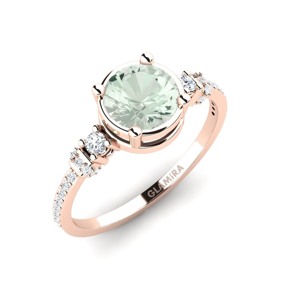 9ct Rose Gold Green Amethyst Engagement Ring Roselyn