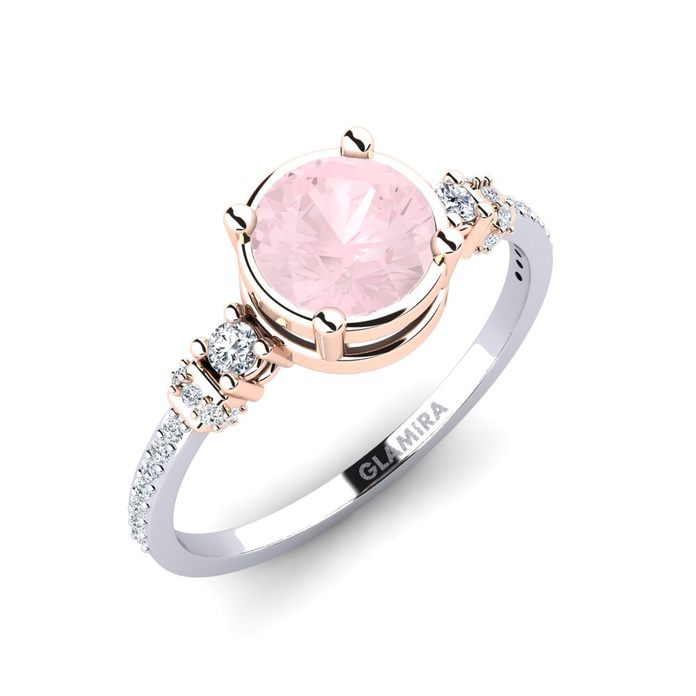 14ct White & Rose Gold Rose Quartz Engagement Ring Roselyn