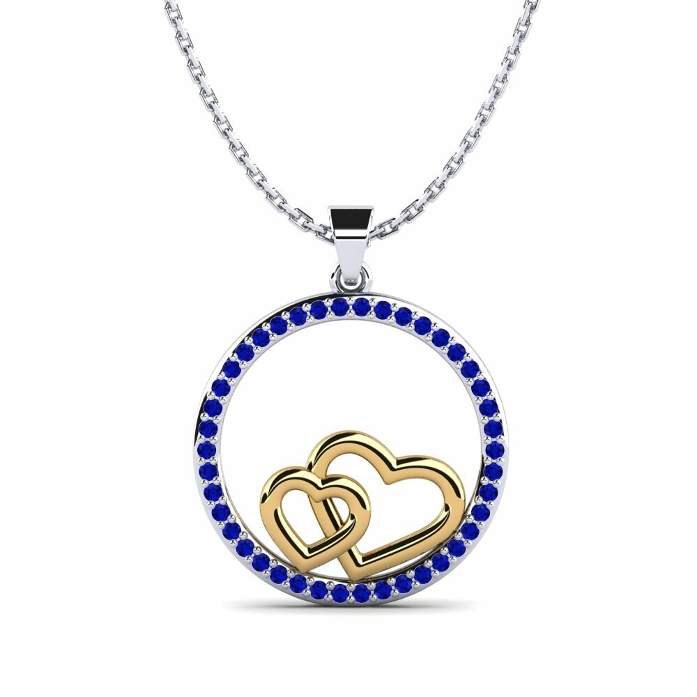 Vàng Trắng-Vàng 9K Đá Sapphire Mặt dây chuyền nữ Rosemary