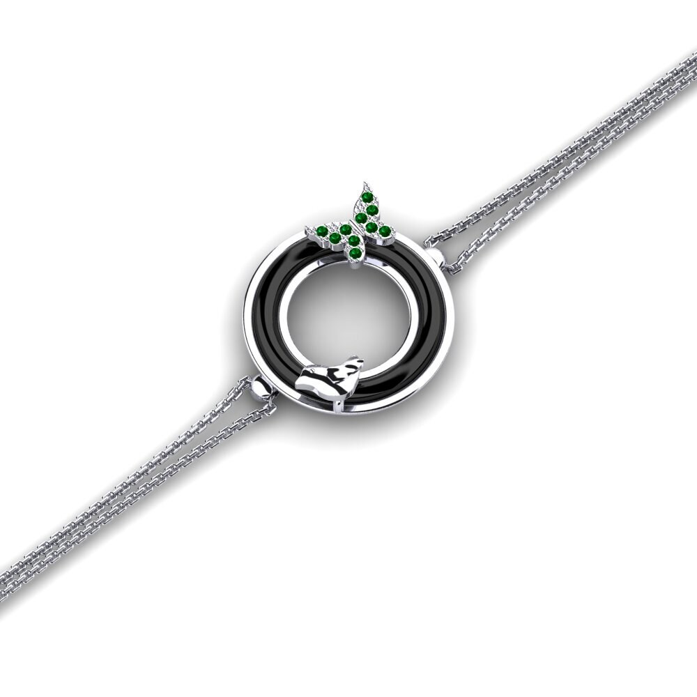 Plata 925 Circonita Verde Pulsera de Mujer Rosette
