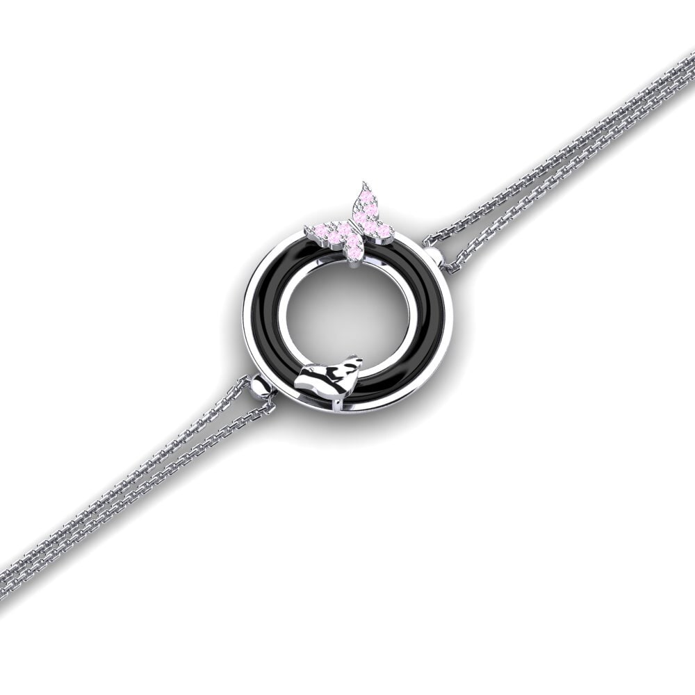 Plata 925 Zafiro Rosado Pulsera de Mujer Rosette