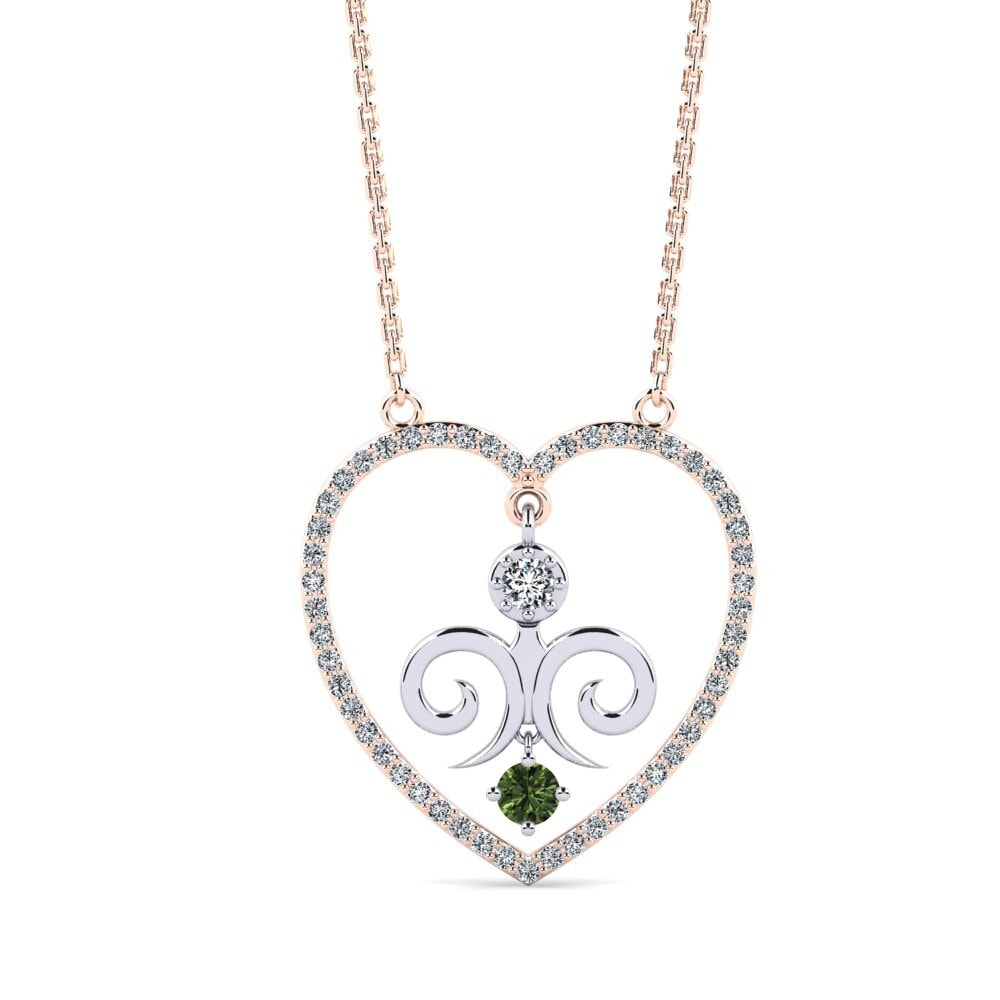 18k Oro Rosa & Blanco Zafiro Verde Collar de Mujer Rotate