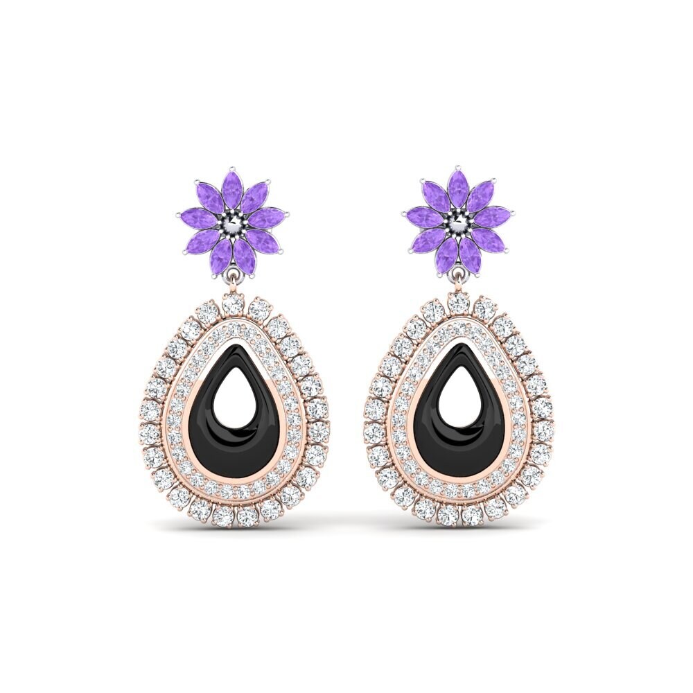 9ct Rose & White Gold Amethyst Women's Earring Roux