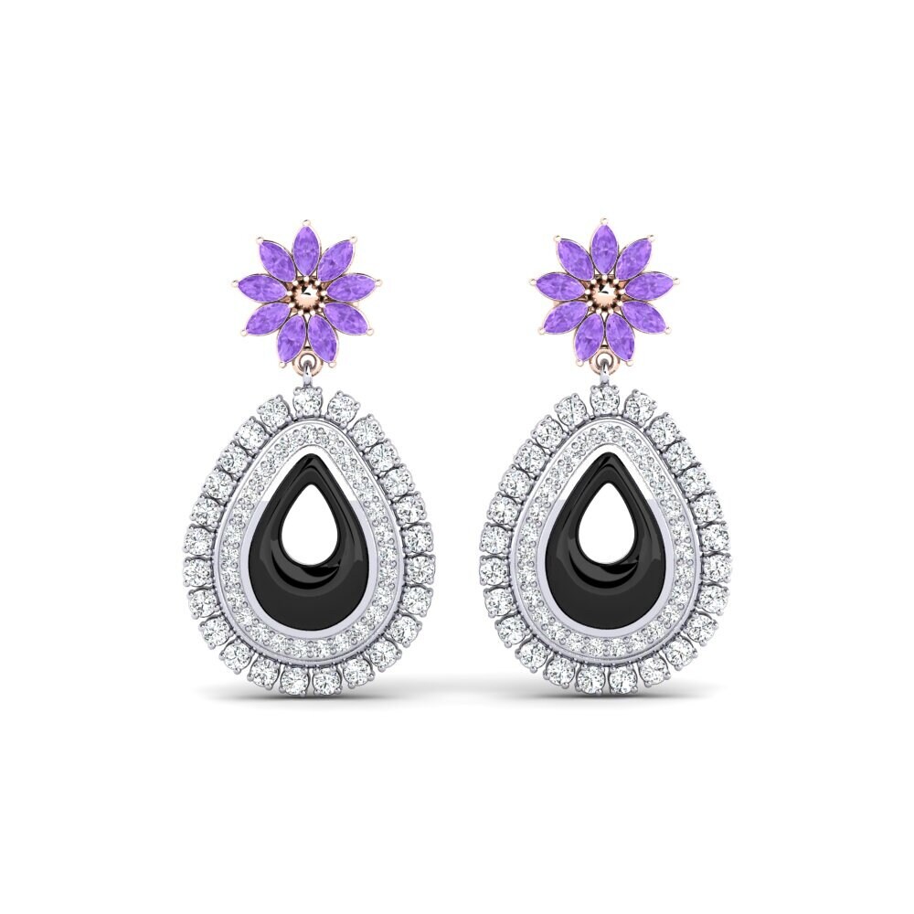 18ct White & Rose Gold Amethyst Women's Earring Roux