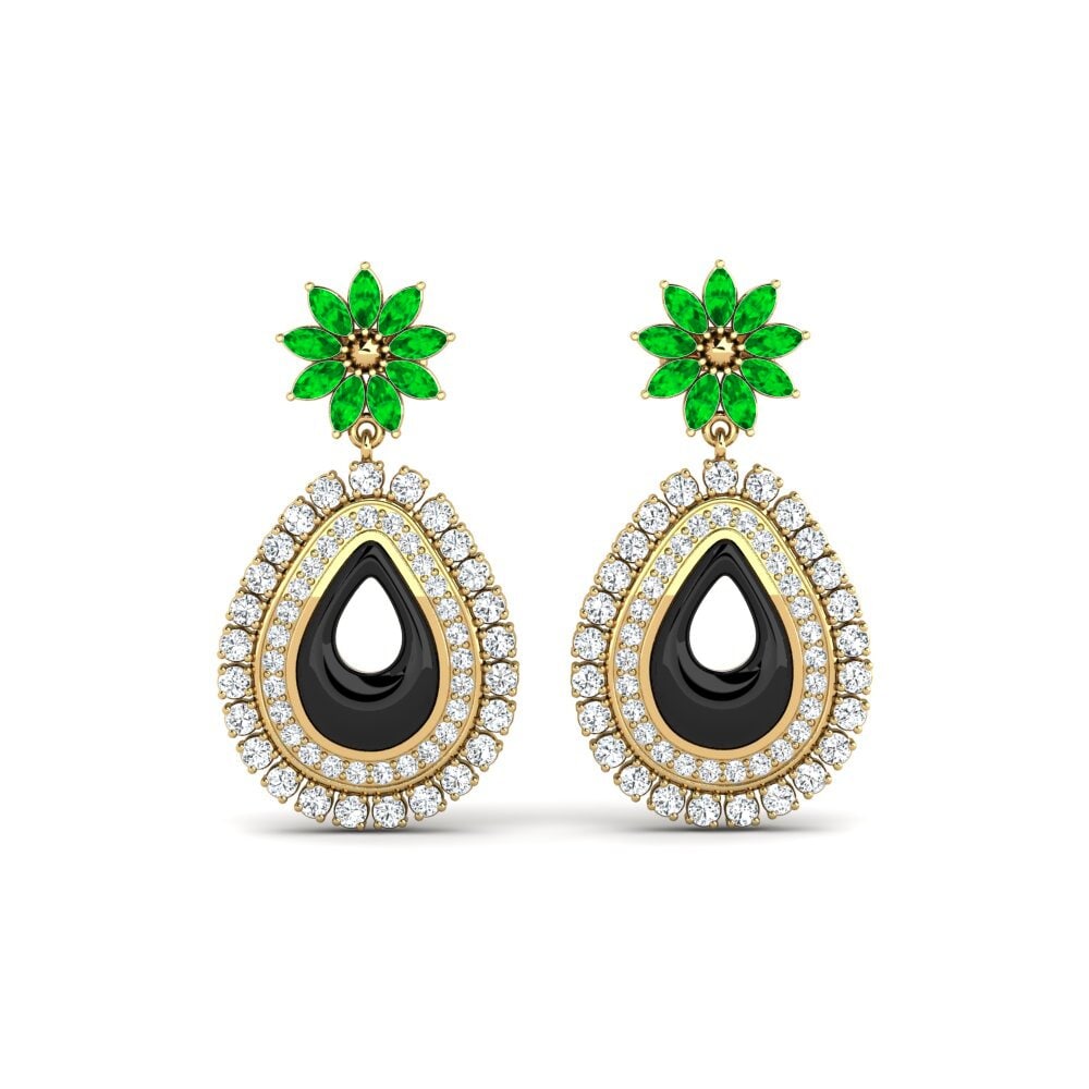 9ct Yellow Gold Emerald Women's Earring Roux