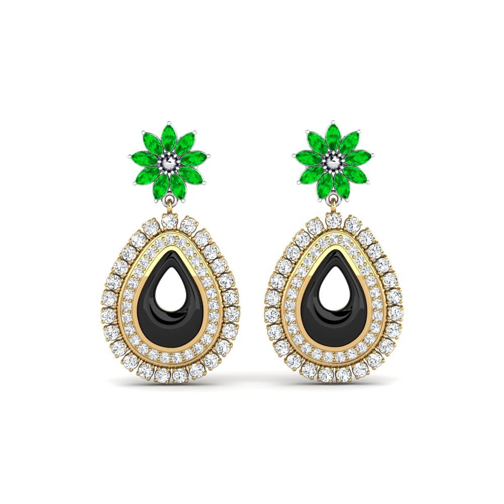 14ct Yellow & White Gold Emerald Women's Earring Roux