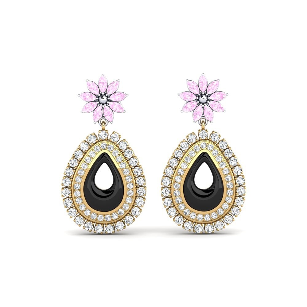 14ct Yellow & White Gold Pink Sapphire Women's Earring Roux