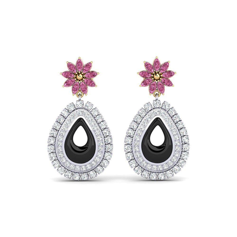 14ct White & Yellow Gold Rhodolite Garnet Women's Earring Roux