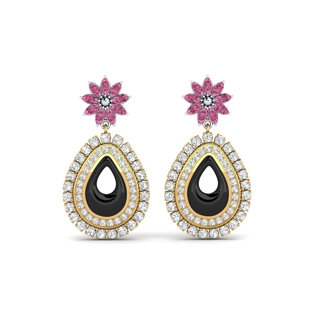 18ct Yellow & White Gold Rhodolite Garnet Women's Earring Roux