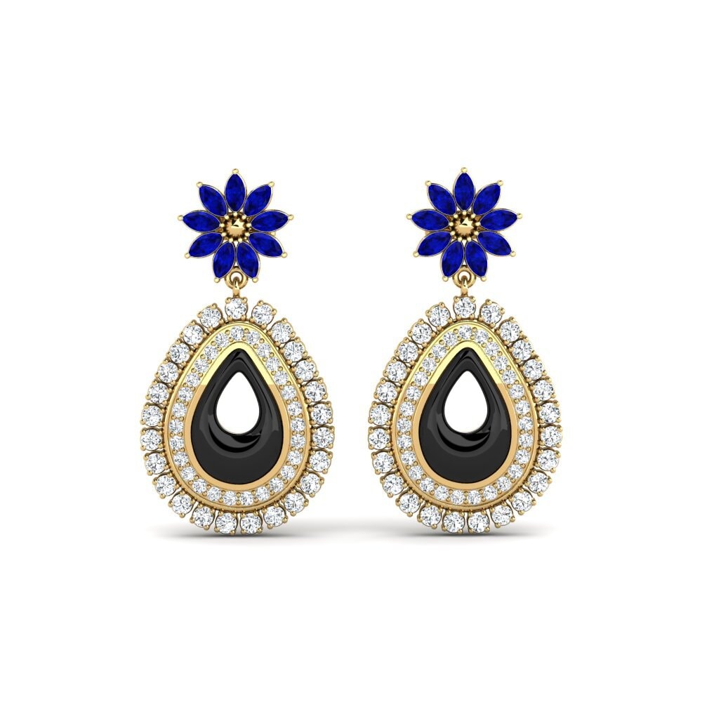 9ct Yellow Gold Sapphire Women's Earring Roux