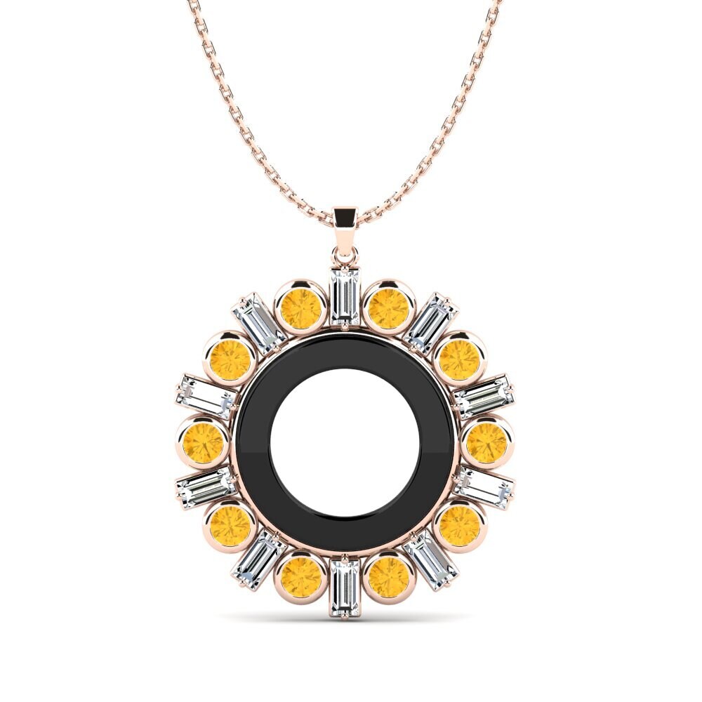 9ct Rose Gold Citrine Women's Pendant Rowe
