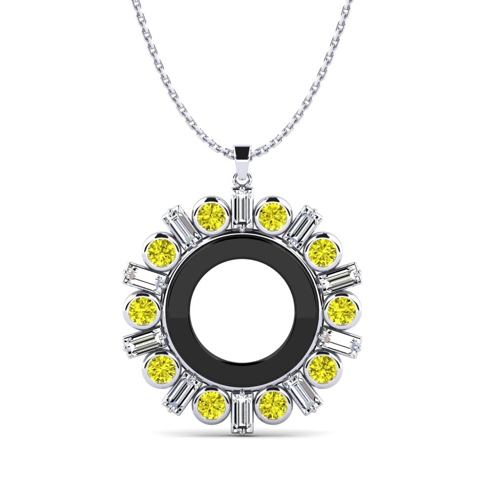 14ct White Gold Yellow Diamond Women's Pendant Rowe
