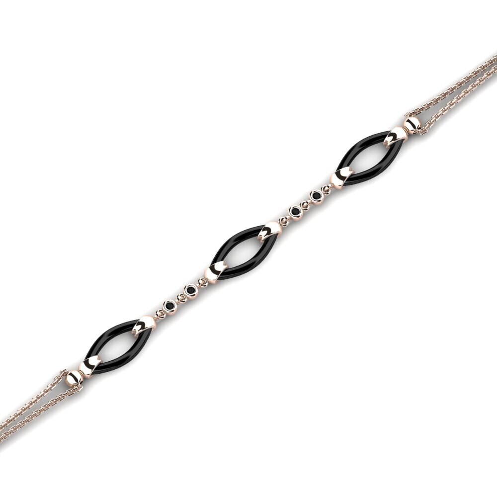 14k Oro Rosa Diamante Negro Pulsera de Mujer Rowland
