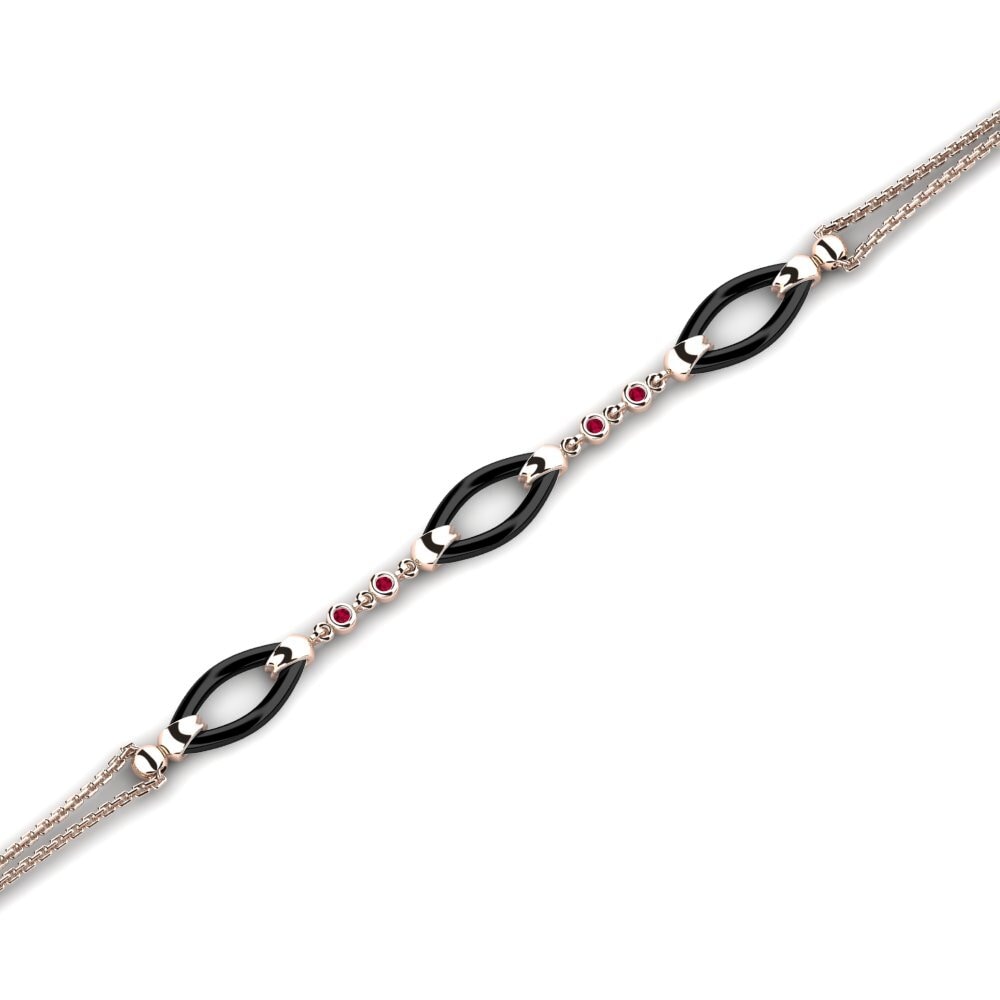 18k Oro Rosa Rubí Pulsera de Mujer Rowland