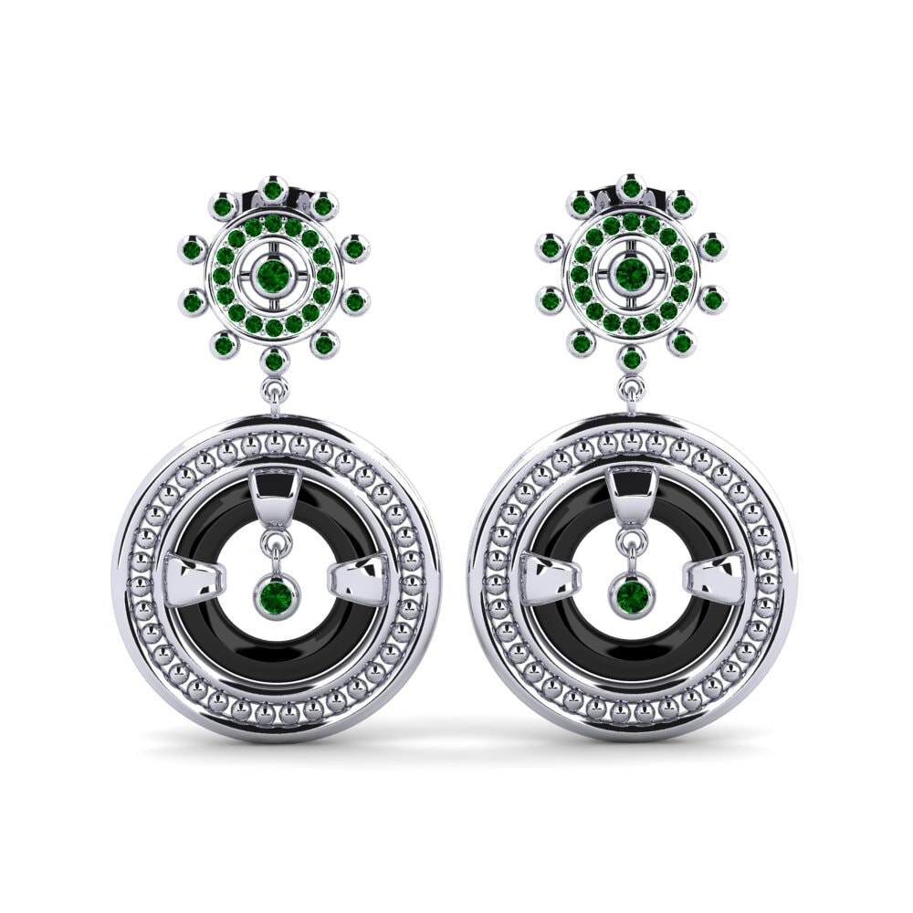 950 Platinum Green Zirconia Women's Earring Roxann