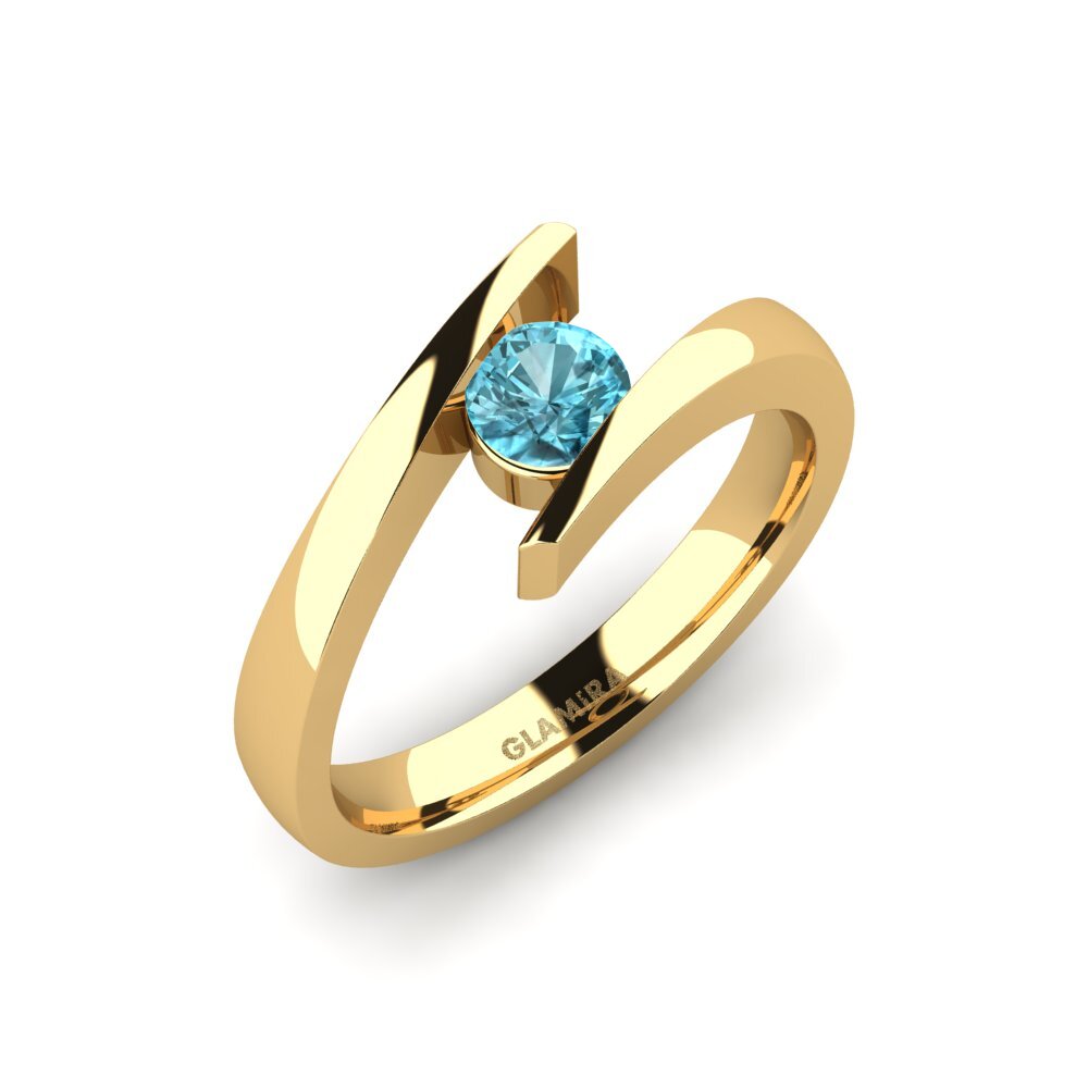 14ct Yellow Gold Blue Zircon Engagement Ring Rosita