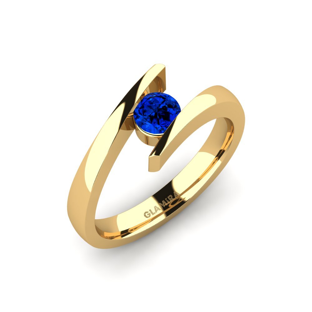18ct Yellow Gold Sapphire (Lab Created) Engagement Ring Rosita