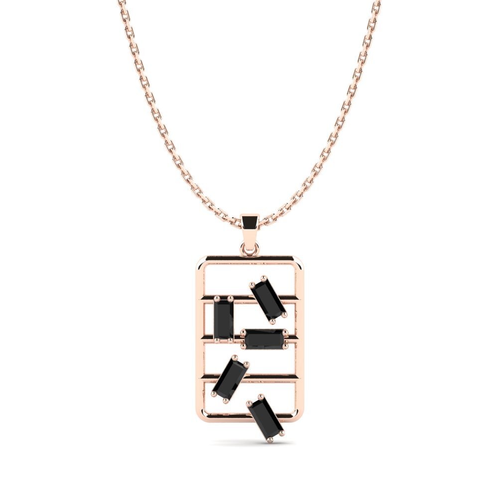 Baguette Black Sapphire Women's Pendant Rubber