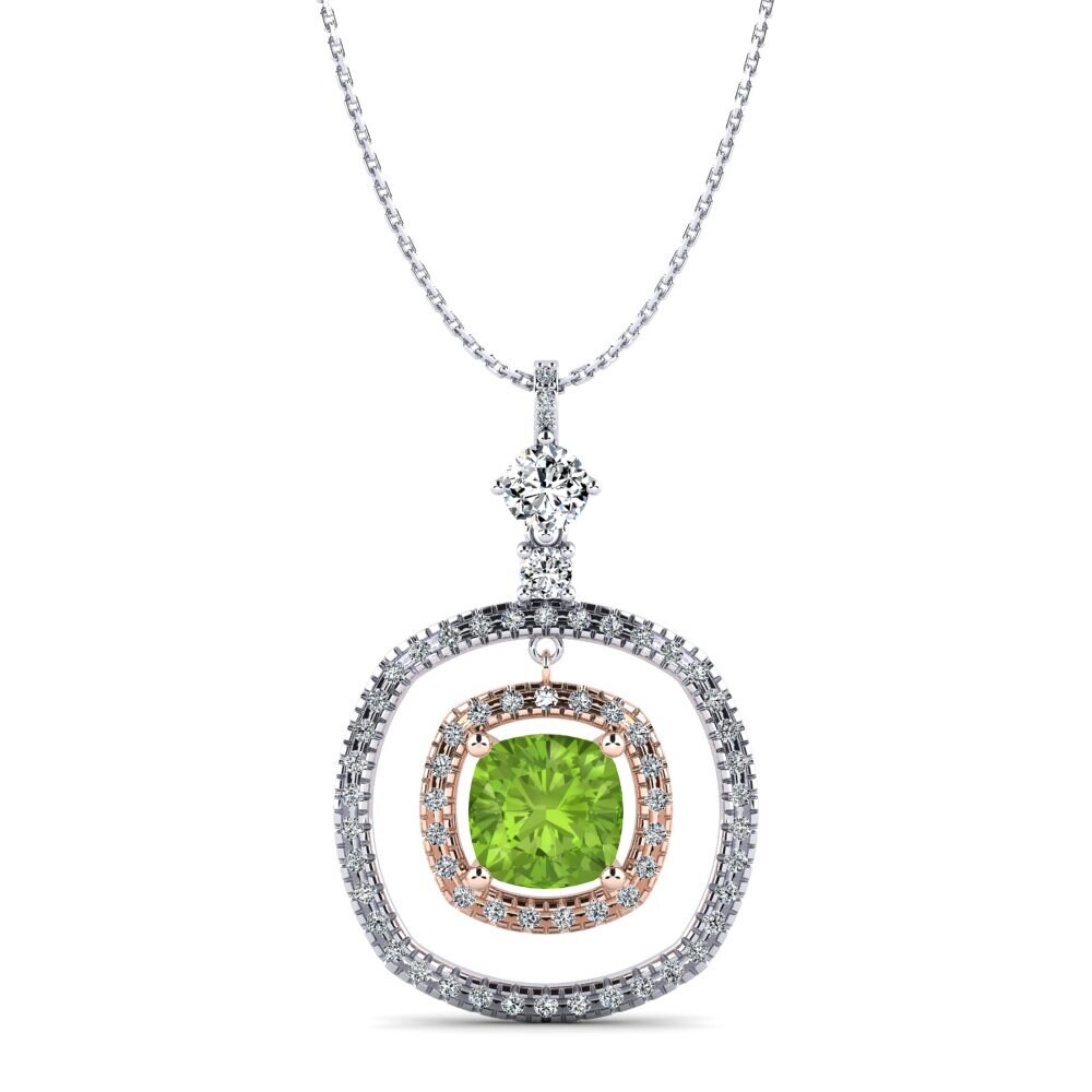 Cushion Peridot Women's Pendant Rubie