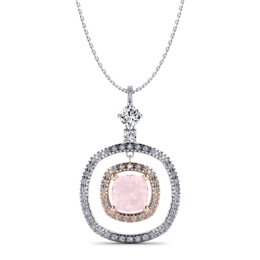 Cushion Rose Quartz Women's Pendant Rubie